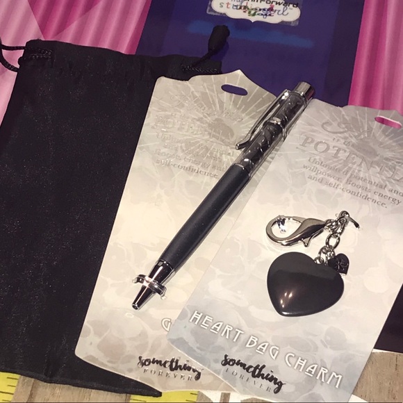 Gemstone Hematite Pen & Heart Bag Charm Gift Set - Picture 11 of 16